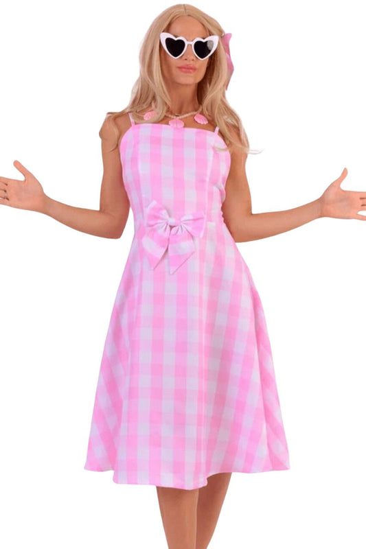 Beach Barbie Pink Plaid Dress Costume